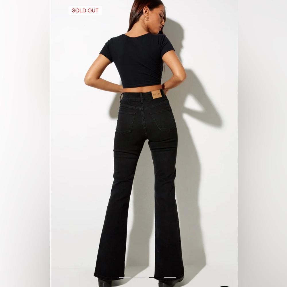 MOTEL Rocks Seam Split Jeans In Black Wash - Picture 14 of 14